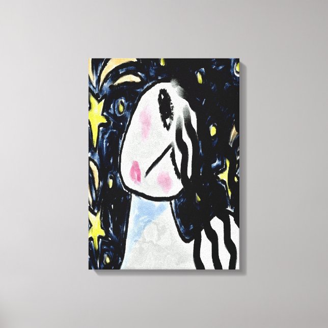 Lienzo Pintura digital de resumen nocturno estrellada (Anverso)