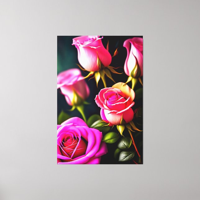 Lienzo Pintura digital de rosas rosadas 48345 (Anverso)