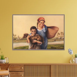 Lienzo Pintura Egipcia Campestre Vintage