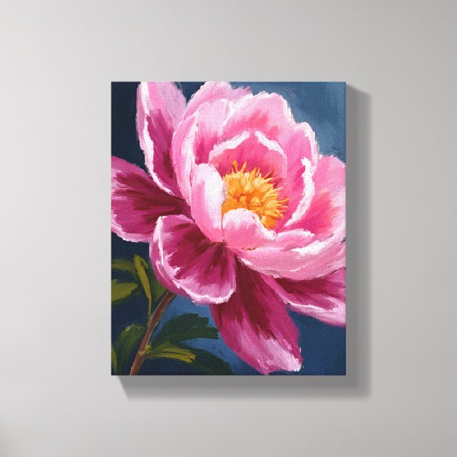 Lienzo Pintura en acuarela de flores rosadas (Anverso)