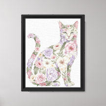 Pintura en Acuarela de Gato Floral