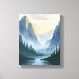 Lienzo Pintura en acuarela de la cordillera de la montaña