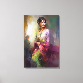 Lienzo Pintura figurativa contemporánea Chica india