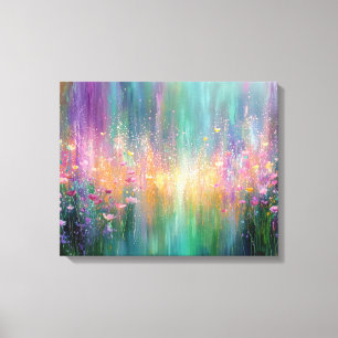 Lienzo Pintura floral abstracta con colores vibrantes