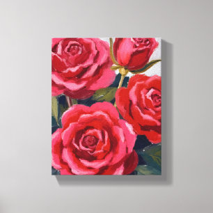 Lienzo Pintura Floral de Rosas Rojas