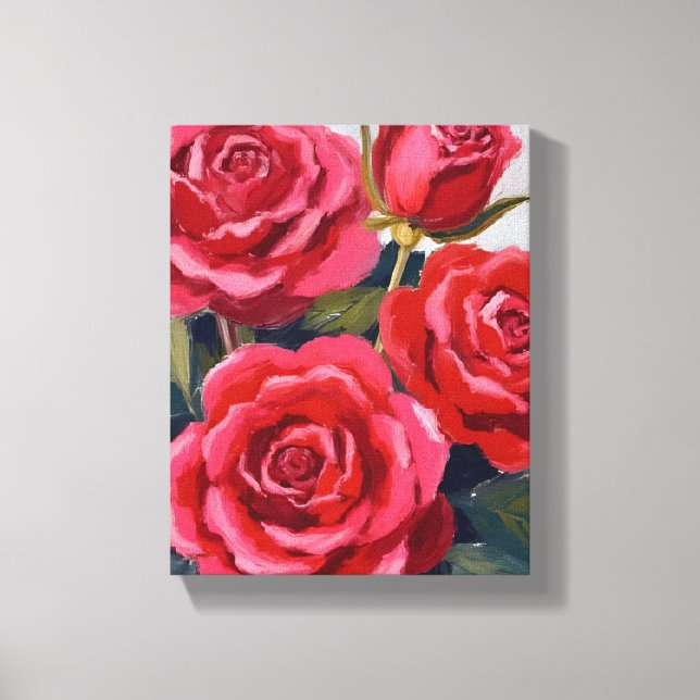Lienzo Pintura Floral de Rosas Rojas (Anverso)