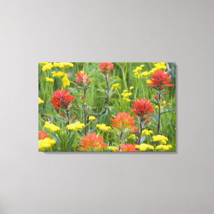 Lienzo Pintura india y flores silvestres de bizcocho