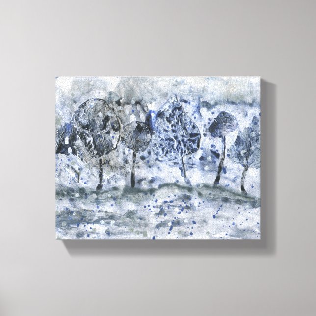 Lienzo Pintura moderna, bosque invernal (Anverso)