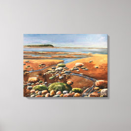 Lienzo Pintura moderna de la orilla del mar en marrones y