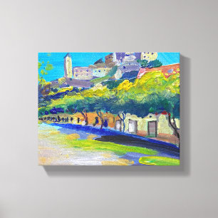 Lienzo Pintura moderna, paisaje, ciudad de trenčin