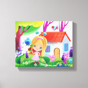 Lienzo Pintura moderna para niños, niña de hadas