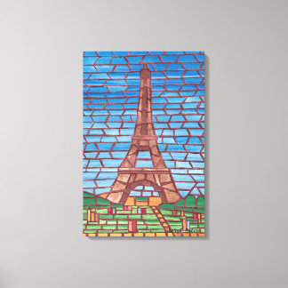 Lienzo Pintura mosaica de tela envuelta en la Torre Eiffe