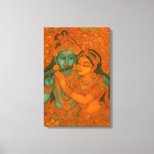 Lienzo Pintura mural de Radha Krishna de Kerala