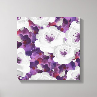 Lienzo Pintura mural de tela de color morado gris floral