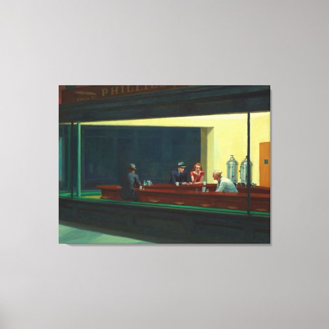 Lienzo Pintura Nighthawks de Edward Hopper  (Anverso)