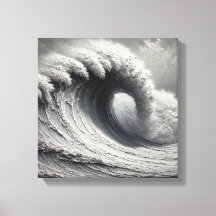 Pintura original de aceite de oleaje del océano bl