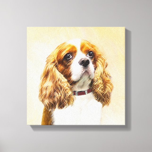 Lienzo Pintura original de Cavalier King Charles Spaniel (Anverso)