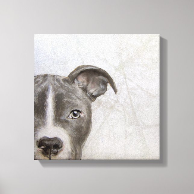 Lienzo pintura original de pitbull de Miart print (Anverso)