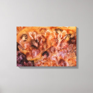 Lienzo Pintura prehistórica de cuevas de manos humanas en