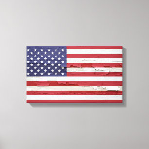 Lienzo Pintura resistida de la bandera americana
