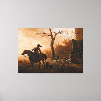 Lienzo Pintura Restaurada del Siglo XIX: Escena de Caza c