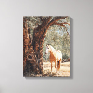 Lienzo Pintura rústica del Caballo Dorado en la naturalez