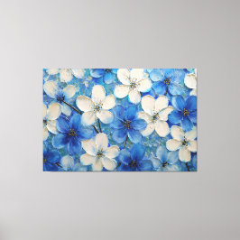 Lienzo Pintura Texturizada Floral Azul y Blanco – Abstrac