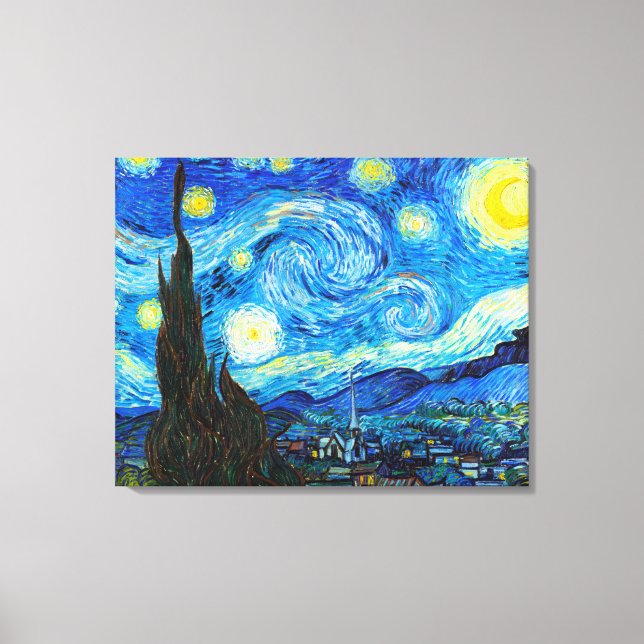 Lienzo Pintura vibrante de Starry Night Vincent Van Gogh (Anverso)