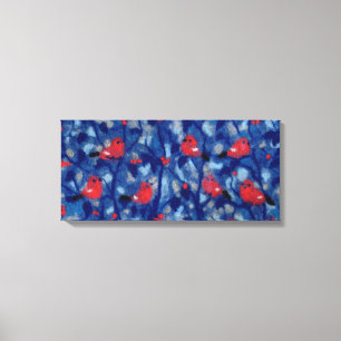 Lienzo Pinturas de fibra de Camachuelos, pájaros rojos y 