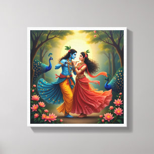 Lienzo Pinturas espirituales de Radha Krishna 🌺🎶.