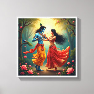 Lienzo Pinturas Espirituales de Radha Krishna 🌺🎶.