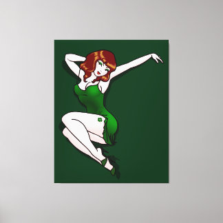 Lienzo Pinup Chica Canvas Lucky Irish Pinup Art Deco Prin
