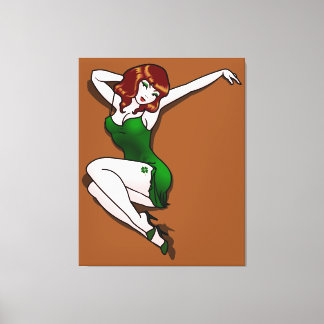 Lienzo Pinup Chica Canvas Lucky Irish Pinup Art Deco Prin