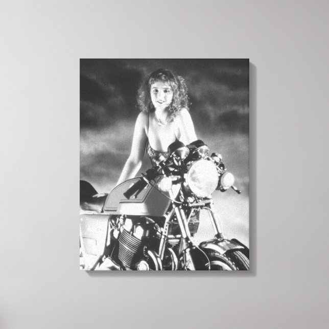 Lienzo Pinup Clásico Motocicleta Clásica (Anverso)
