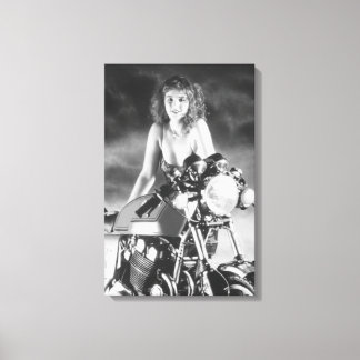 Lienzo Pinup Clásico Motocicleta Clásica
