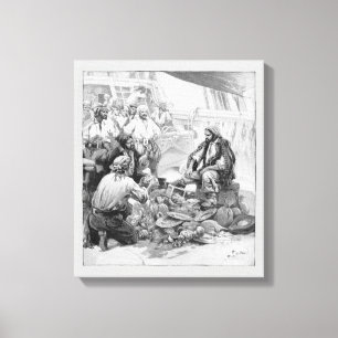 Lienzo Piratas antiguos contando sus tesoros y botín