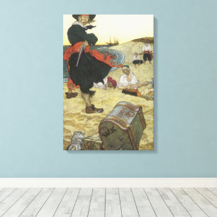 Lienzo Piratas antiguos, William Kidd enterrando tesoros