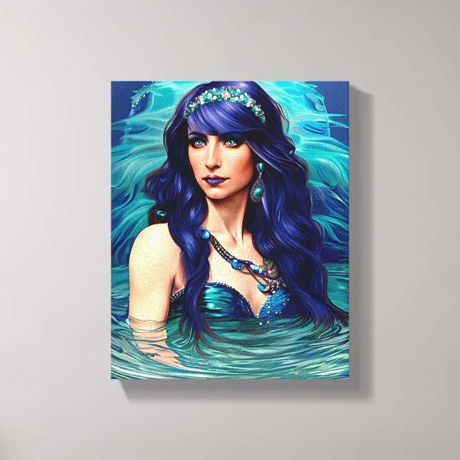 Lienzo Pisces Mermaid Queen Original Fantasy art  (Anverso)
