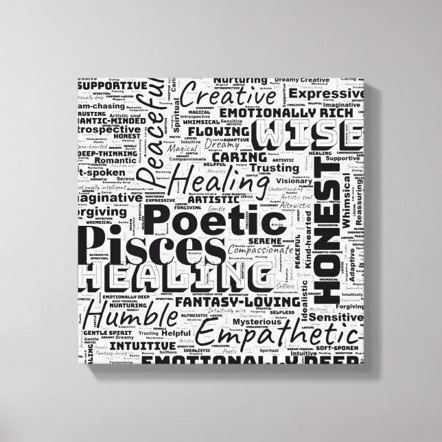 Lienzo Pisces Zodiac Word Cloud Inspiration (Anverso)
