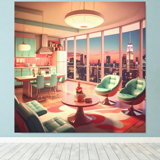 Lienzo Piso de Penthouse Futurista Atómico (Insitu (piso de madera))