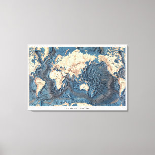 Lienzo Piso del mapa de Viejo Mundo de los océanos