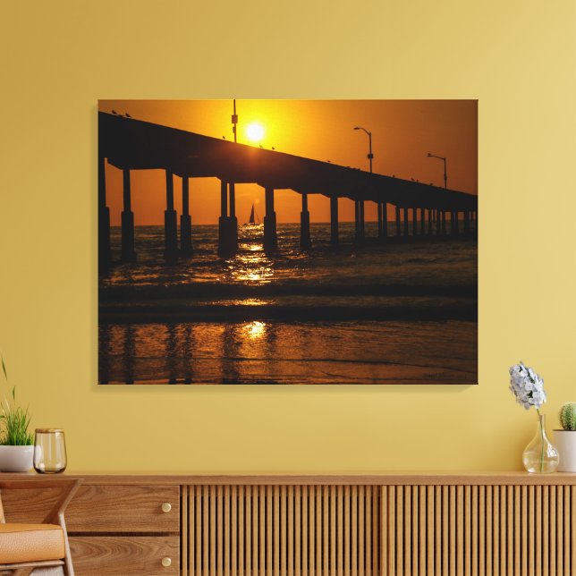 Lienzo Pista de playa de San Diego Sunset Ocean (Insitu (Sala de estar))