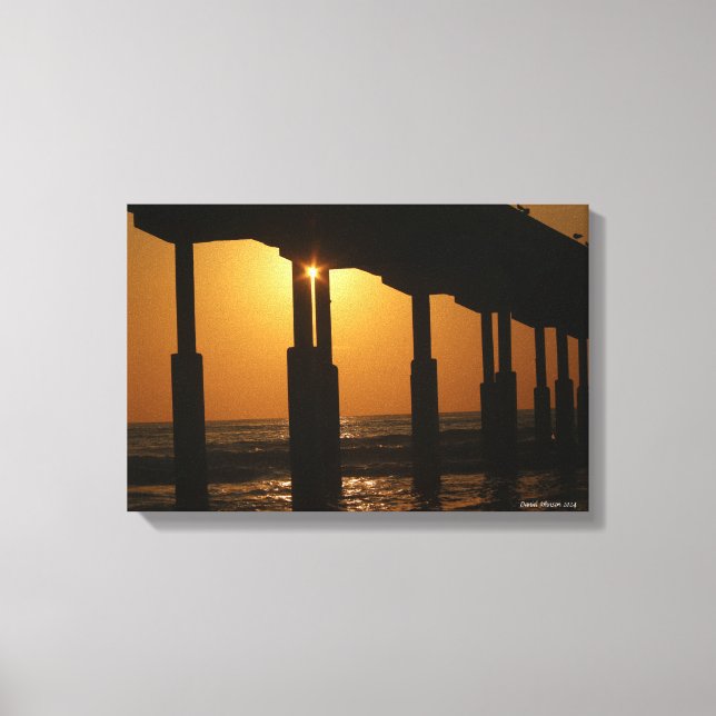Lienzo Pista de playa Golden Sunset Ocean de California (Anverso)