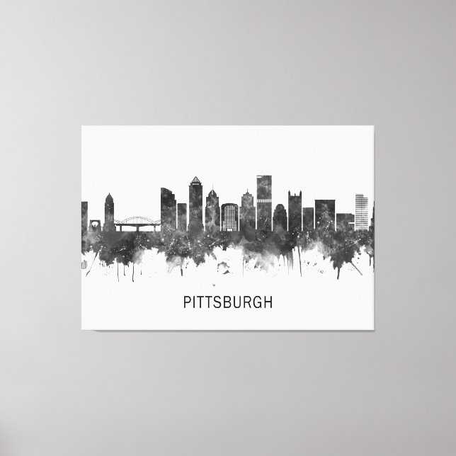 Lienzo Pittsburgh Pennsylvania Skyline BW (Anverso)