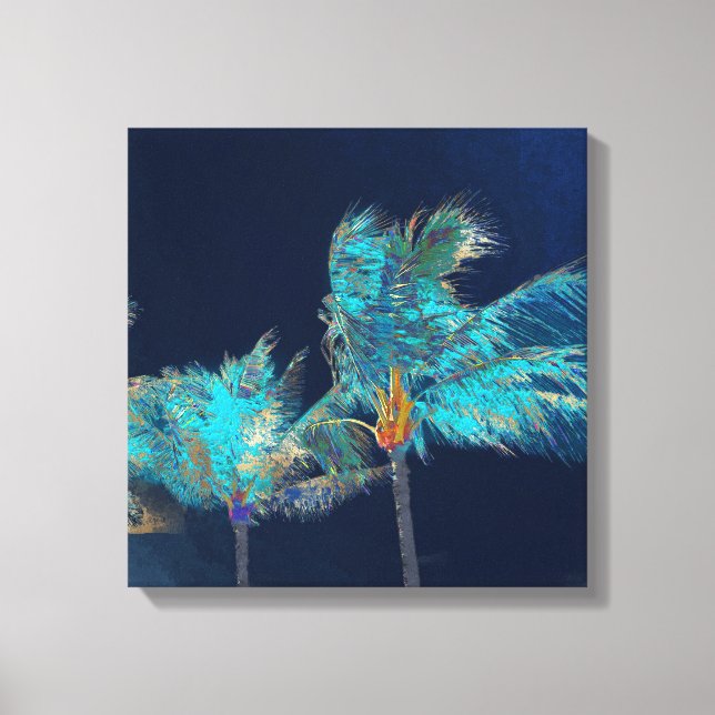 Lienzo PixDezines Breeze/Palm Trees Medianoche (Anverso)