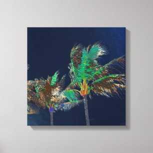Lienzo PixDezines Breeze/Palm Trees Medianoche