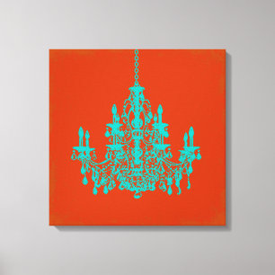 Lienzo PixDezines DIY Fondo/lámpara de araña verde azul