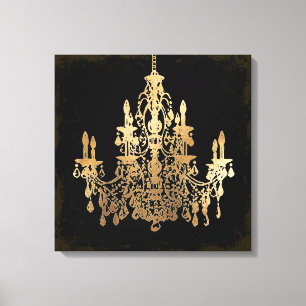Lienzo PixDezines DIY Grunge Bckgrnd/Faux Gold Chandelier