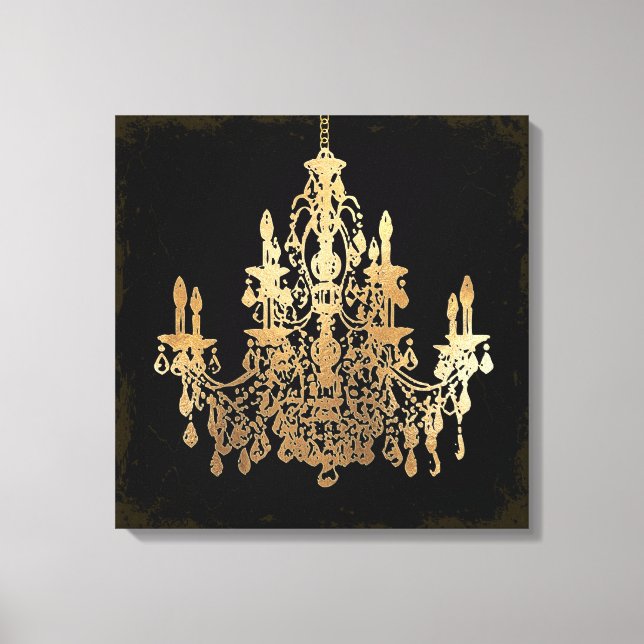 Lienzo PixDezines DIY Grunge Bckgrnd/Faux Gold Chandelier (Anverso)