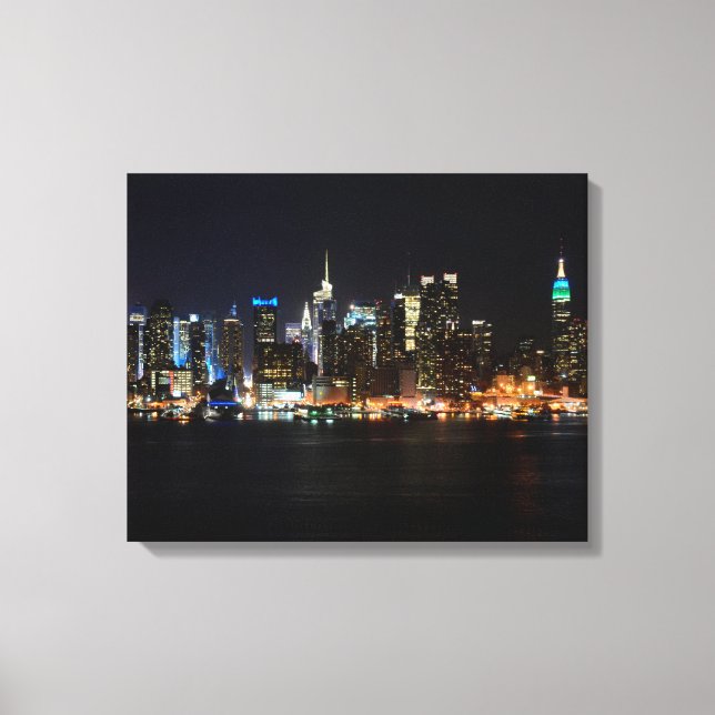 Lienzo PixDezines NYC Skyline/Manhattan/Night Lights (Anverso)